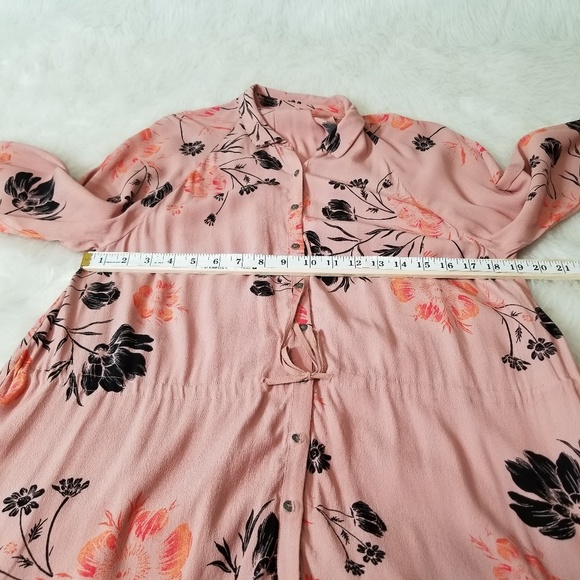 Free People Tie Waist Long Sleeve Shirt Dress - Picture 6 of 8